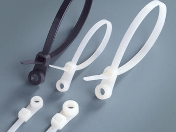 Самоблокуючі  нейлонові кабельні стяжки (хомути) з кільцем під монтаж